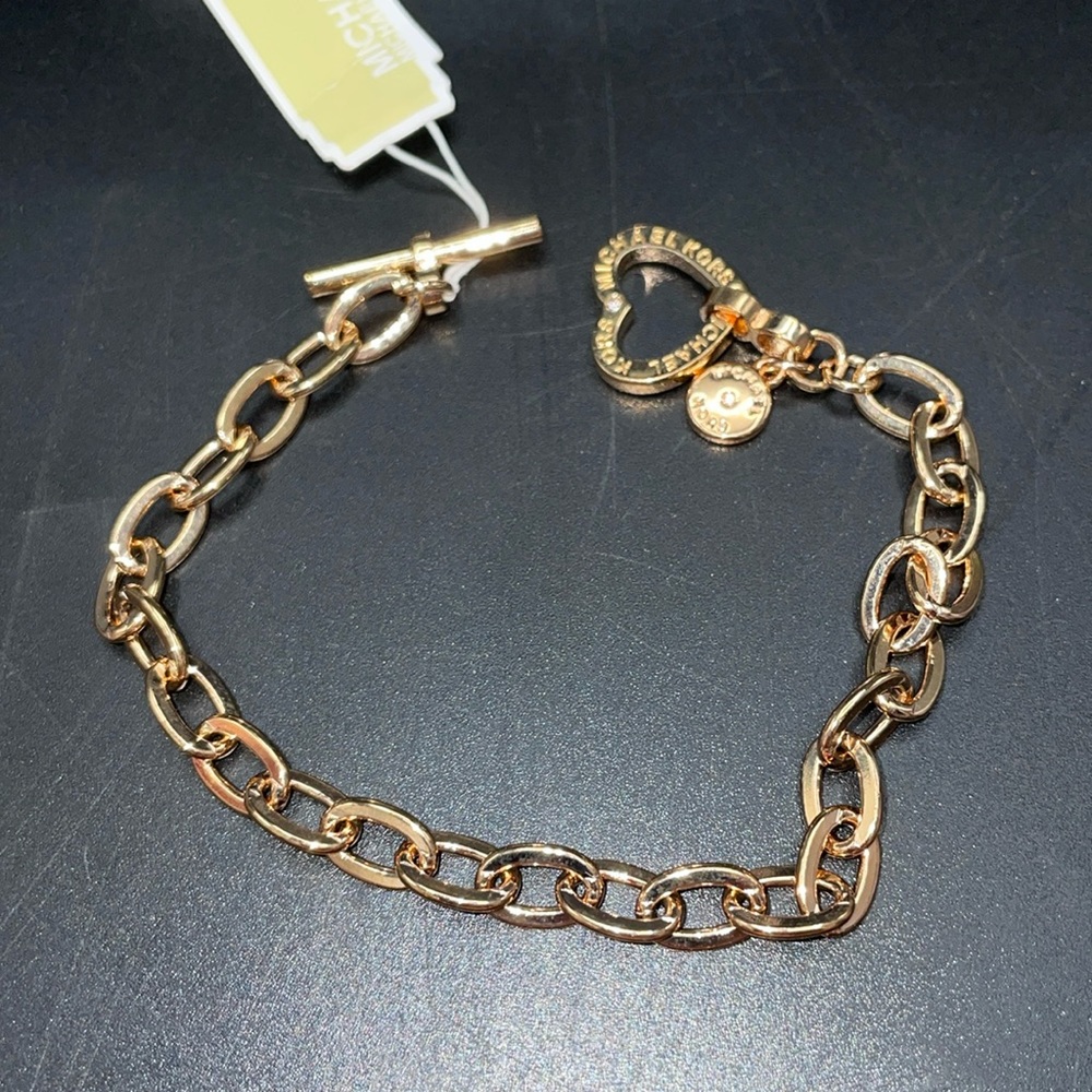 MK Heart Toggle Chain Bracelet
